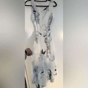 Blue and White Floral Robe Dress